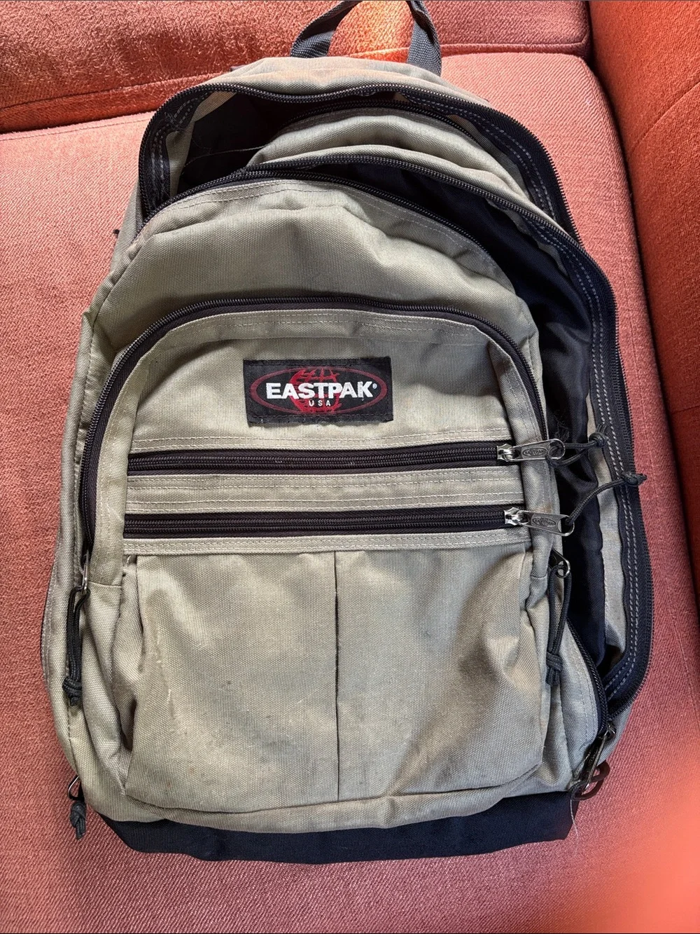 5 Pocket Vintage EastPak USA Backpack - Black and Tan